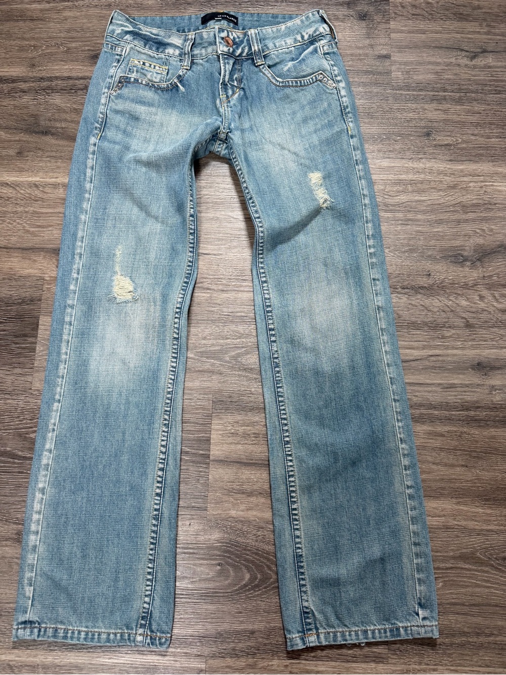 Le Lis Blanc Brazil 100% Cotton Distressed Straight‎ Leg Jeans BR 38 US 6